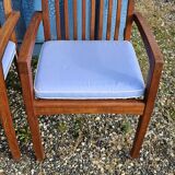 Stackable chair-armchair in solid teak with cushion by Vlaemynck