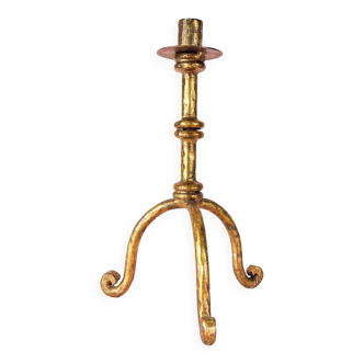 Brutalist Candleholder - Gilt & Patinated Bronze - 1950s