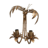 Wall lamp "bamboo" double fire lacquered metal old gold