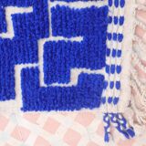 Klein blue Moroccan Berber hallway rug with reliefs