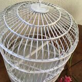 White painted rattan bird cage