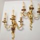 Pair of Lucien Gau bronze wall lamps with three arms Rockery style