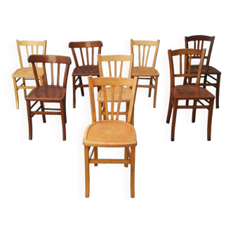Set of 8 mismatched bistro chairs