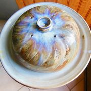 Signature vintage glazed stoneware cheese tray and bell