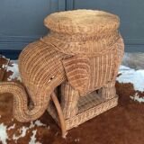 Wicker elephant side table