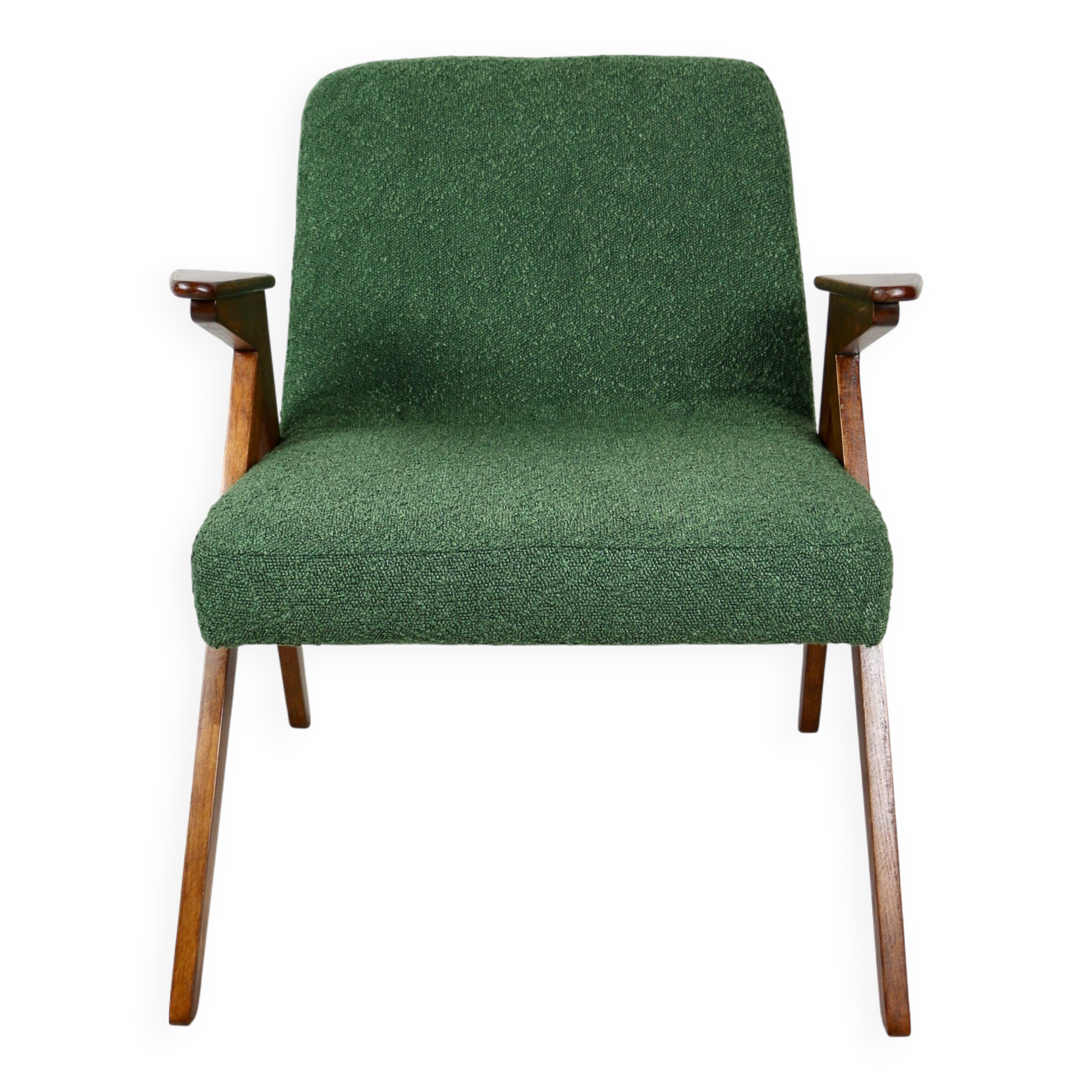 Green Boucle Bunny Armchair by Józef Chierowski, 1970s