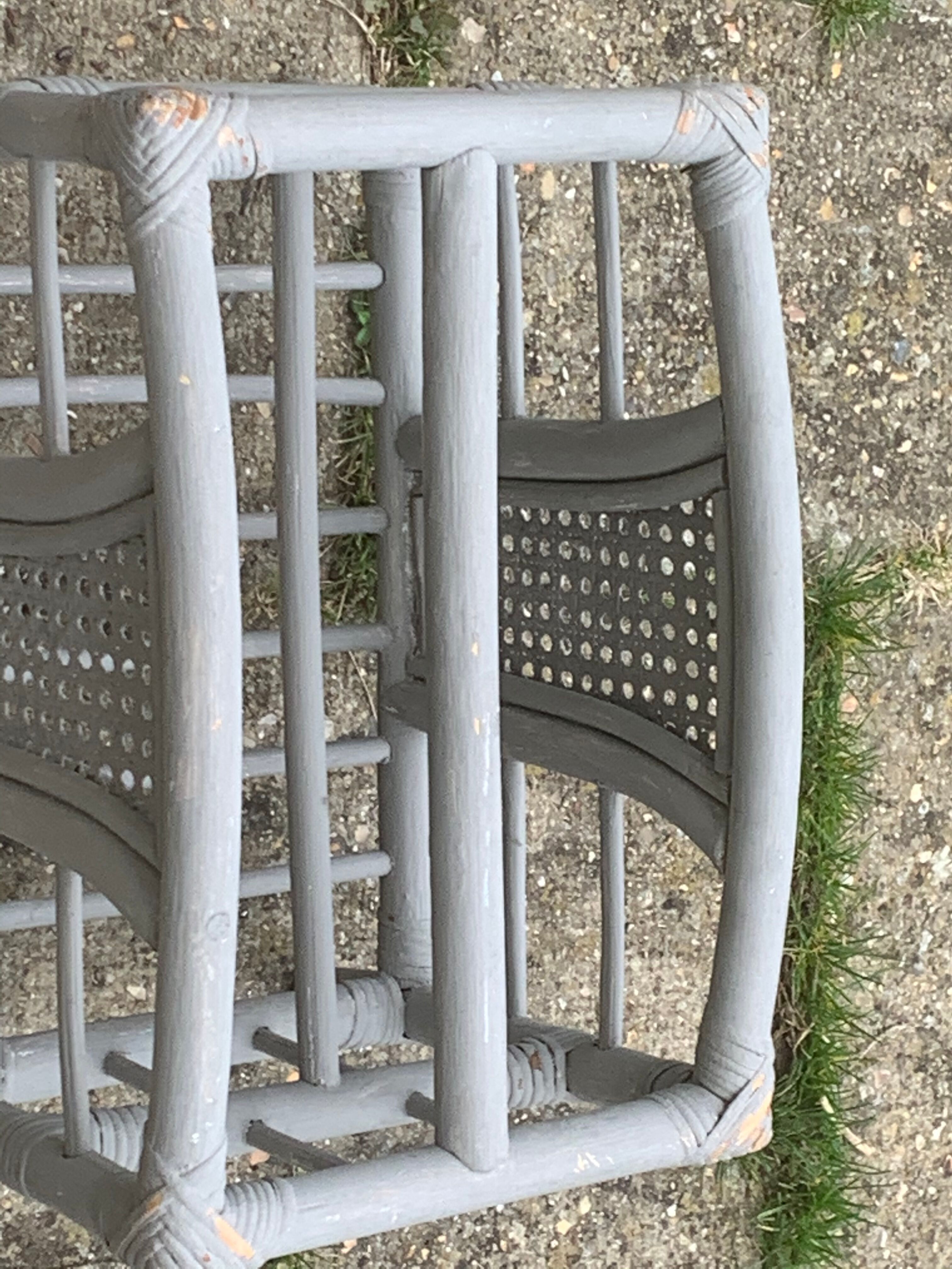 Bamboo and rattan magazine holder, vintage grey canning