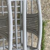Bamboo and rattan magazine holder, vintage grey canning