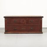 Swedish rustic farmhouse folk art blanket chest 1845