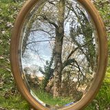 Miroir ovale doré biseauté, 79 x 59 cm