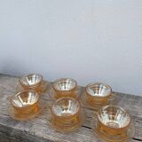 6 tasses à café en verre ambré 1970 italiennes