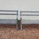 Pair of old wooden park garden benches
