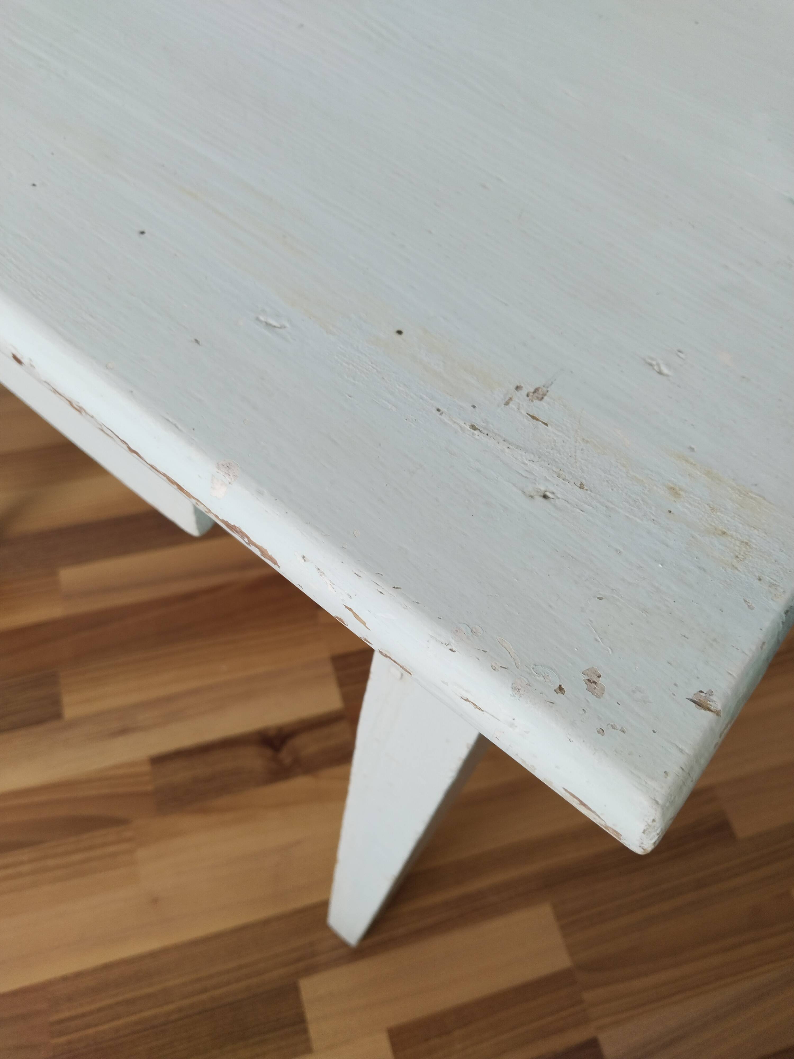Farm table, kitchen table, rustic blue patina desk, 1950s