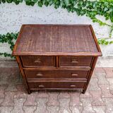 Vintage rattan chest of drawers