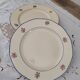 Set of 6 dessert plates in Badonviller earthenware decoration pink and blue border