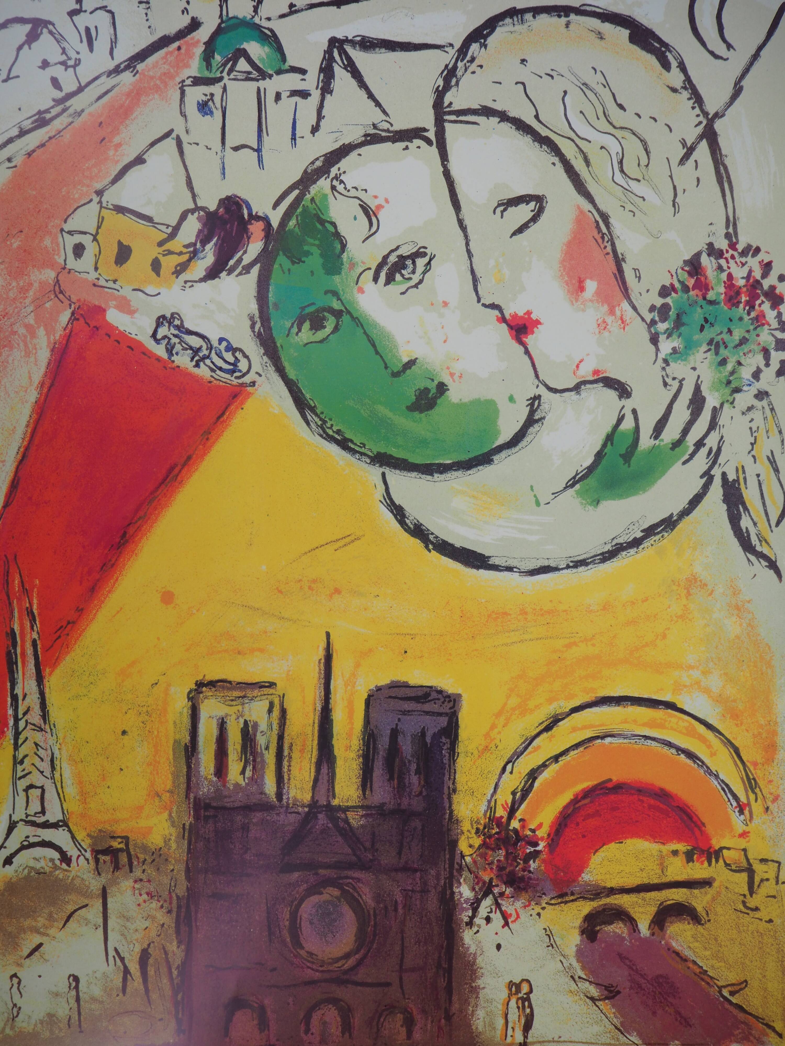 Marc CHAGALL: The Lovers of Notre Dame de Paris - Original vintage poster