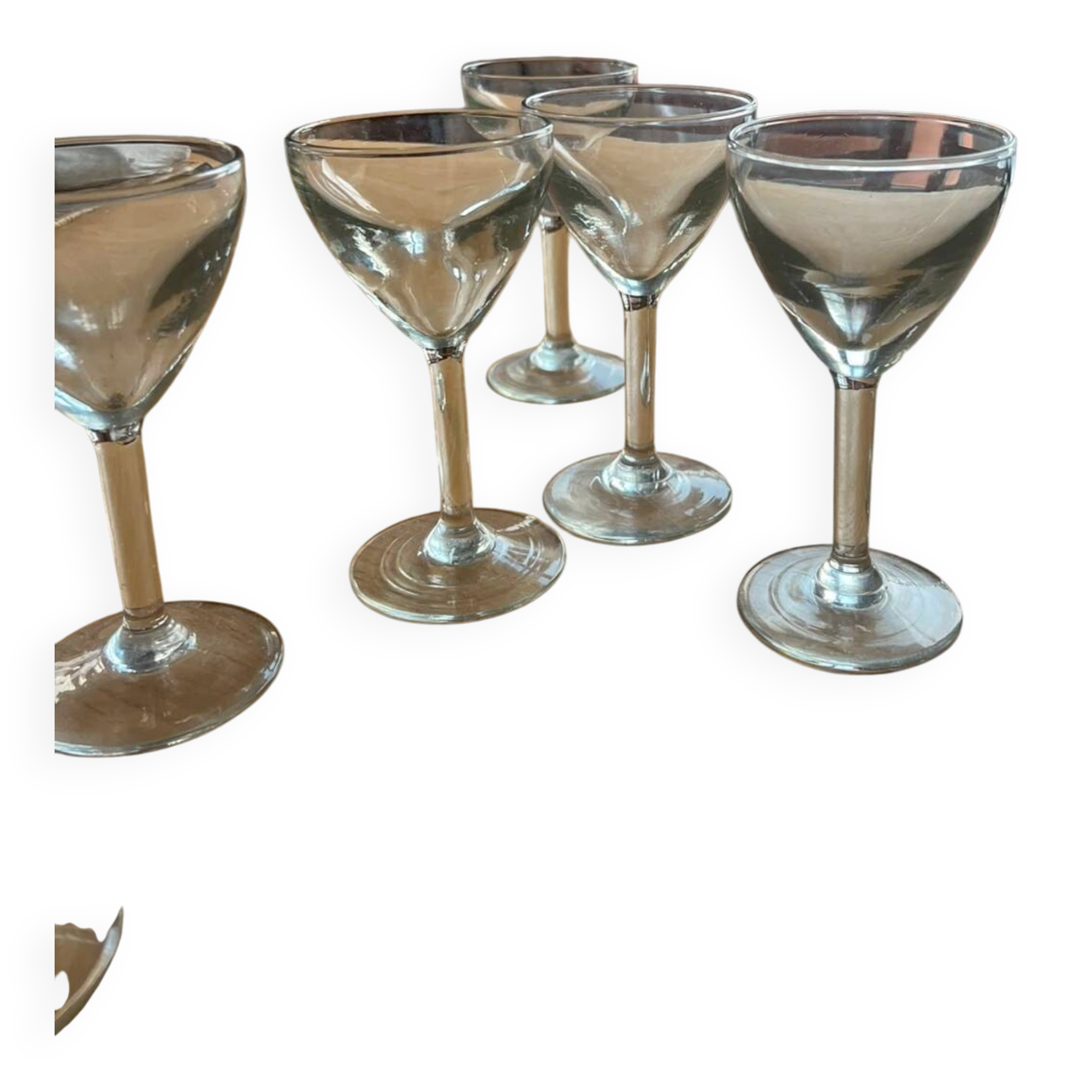 Set of 6 thick antique wine glasses