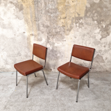 Pair of skai and chrome chairs