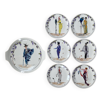 6 plates and 1 dish Villeroy and Boch design 1900