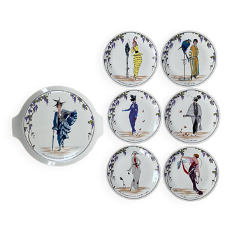 6 assiettes et 1 plat Villeroy et Boch design 1900