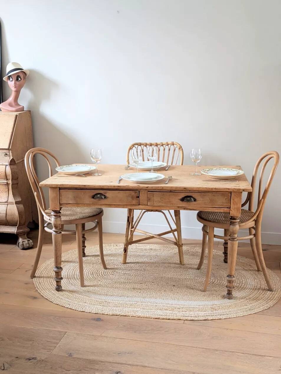 Renovated solid wood farmhouse table