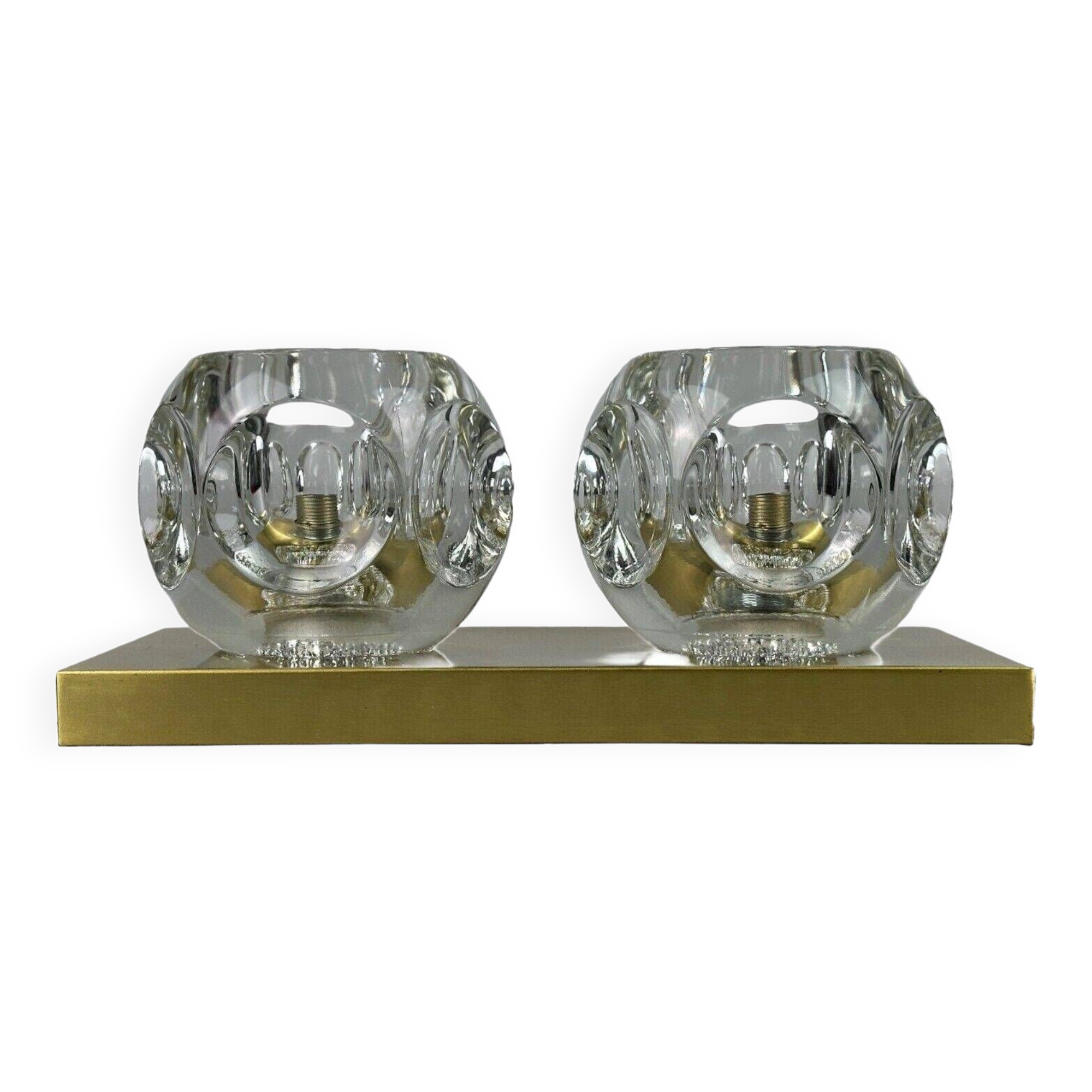 60s 70s peill & putzler cube wall lamp wall sconce ice glass space design