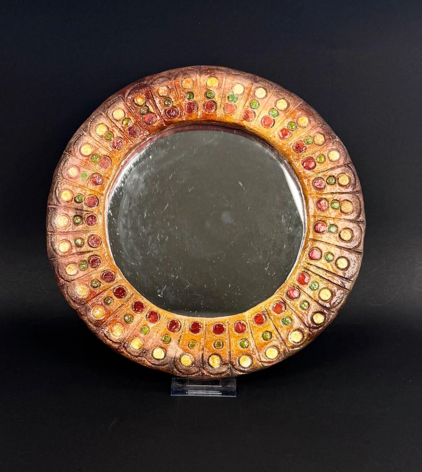 Roland Zobel (1915-2006) round mirror in resin from the 1960s (in the style)