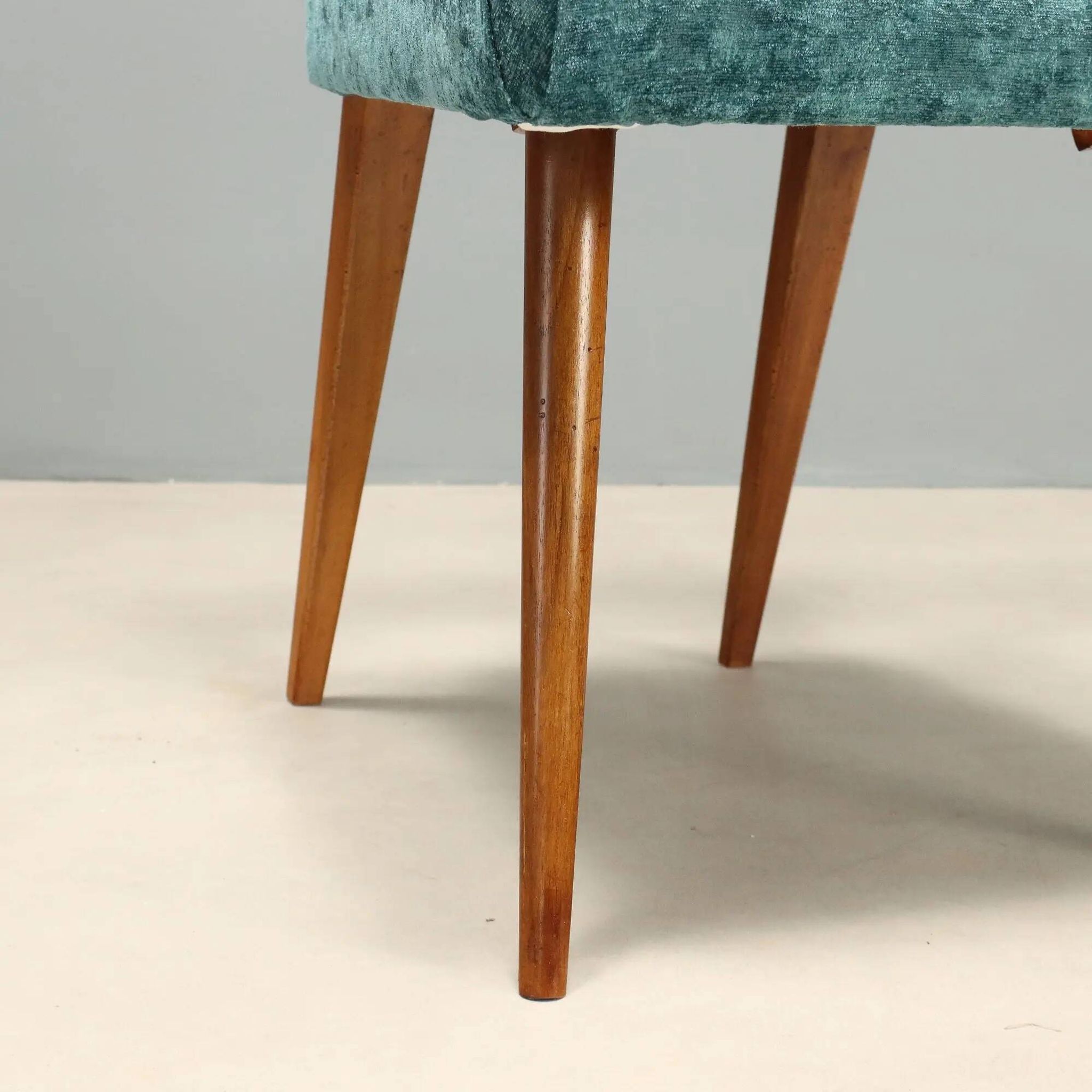 Vintage wooden and fabric chairs, design, Italy, 1950s-1960s