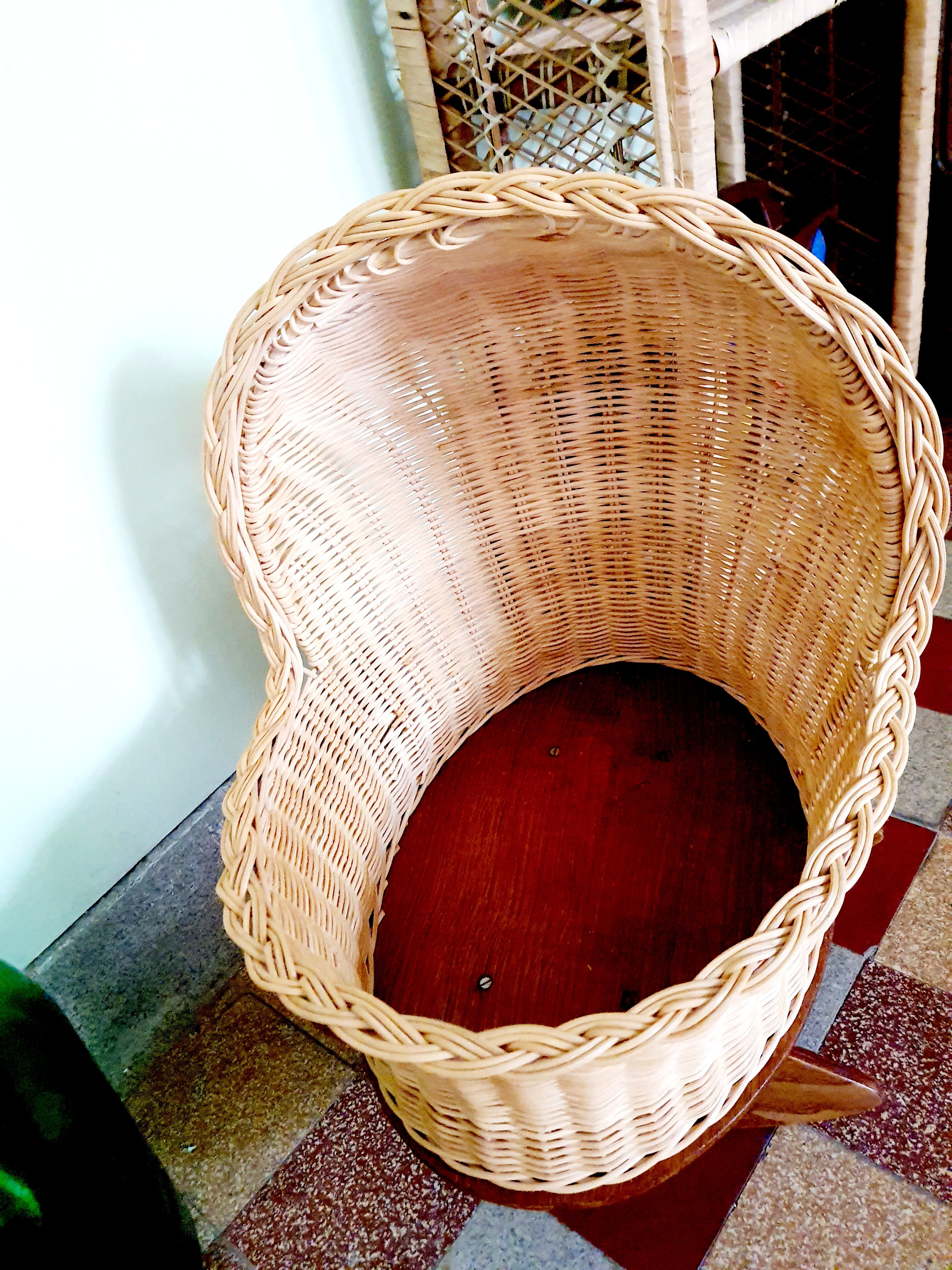 Cradle vintage wicker doll