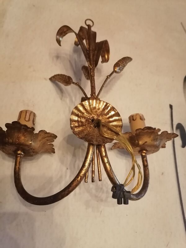 Applique murale vintage epis de ble hollywood regency 1950 60