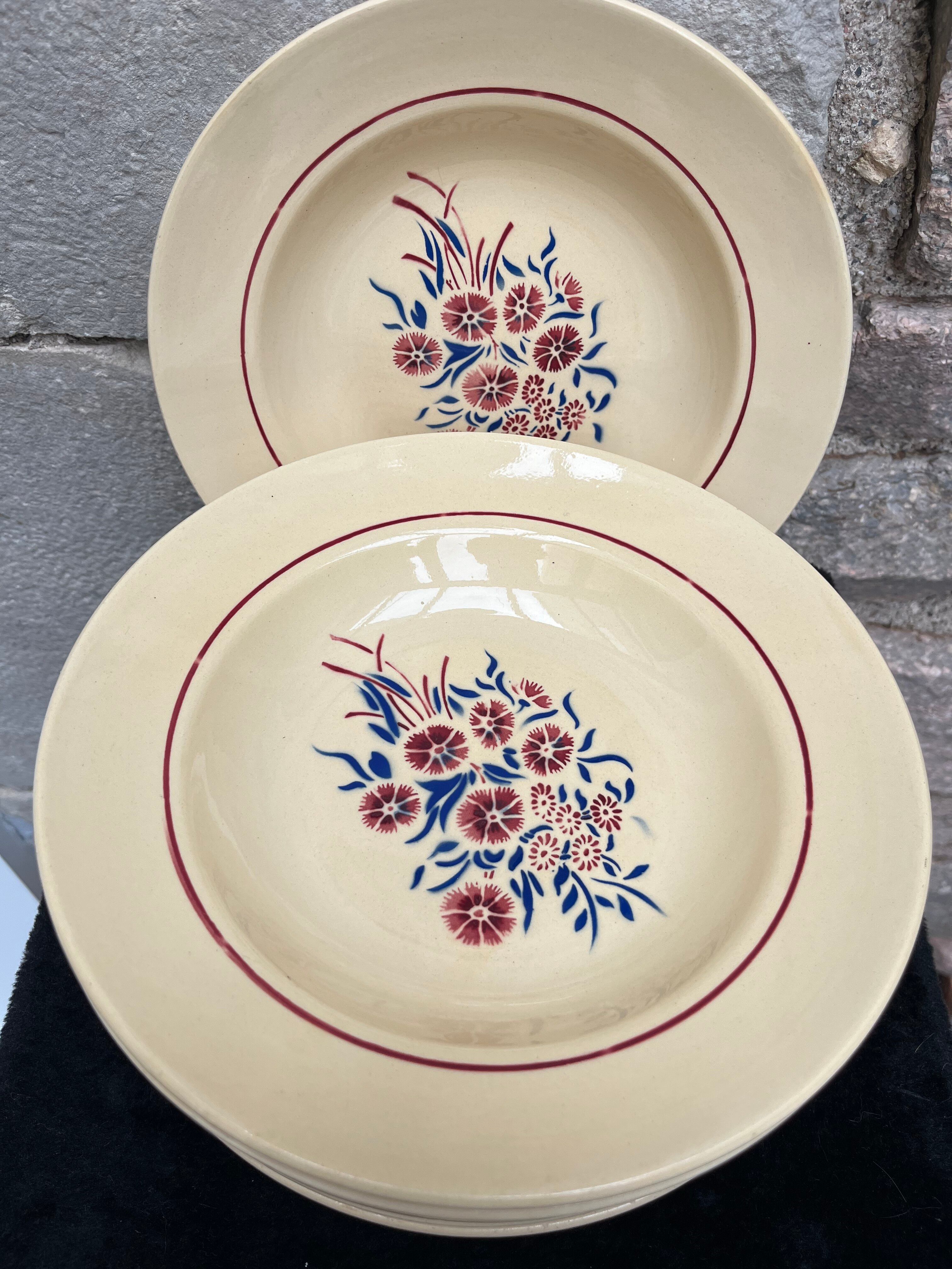 Set 12 assiettes creuses « Œillets » Badonviller