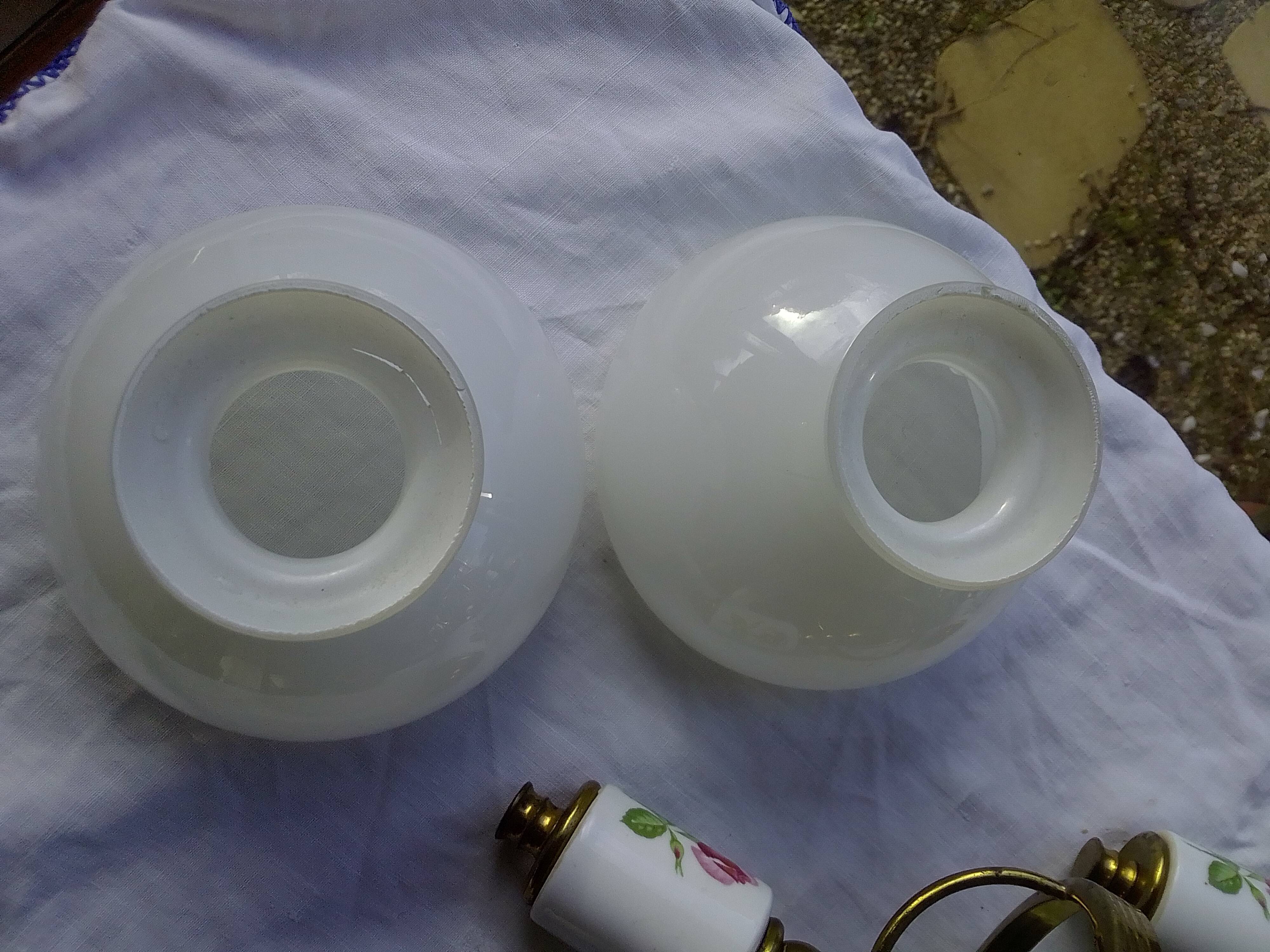 Pair of porcelain brass sconces