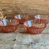 4 pink glass bowls