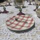 Moulin des Loups plates, "Torchon" checkered pink pattern, 1950s-60s.