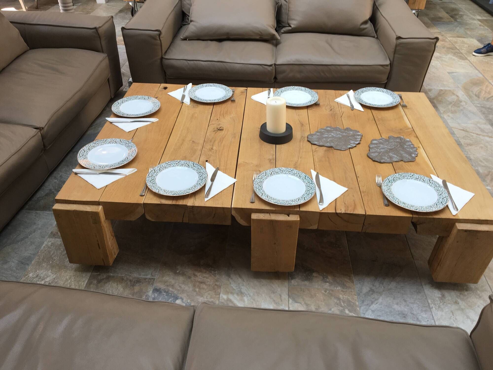 Solid oak coffee table, custom-made.