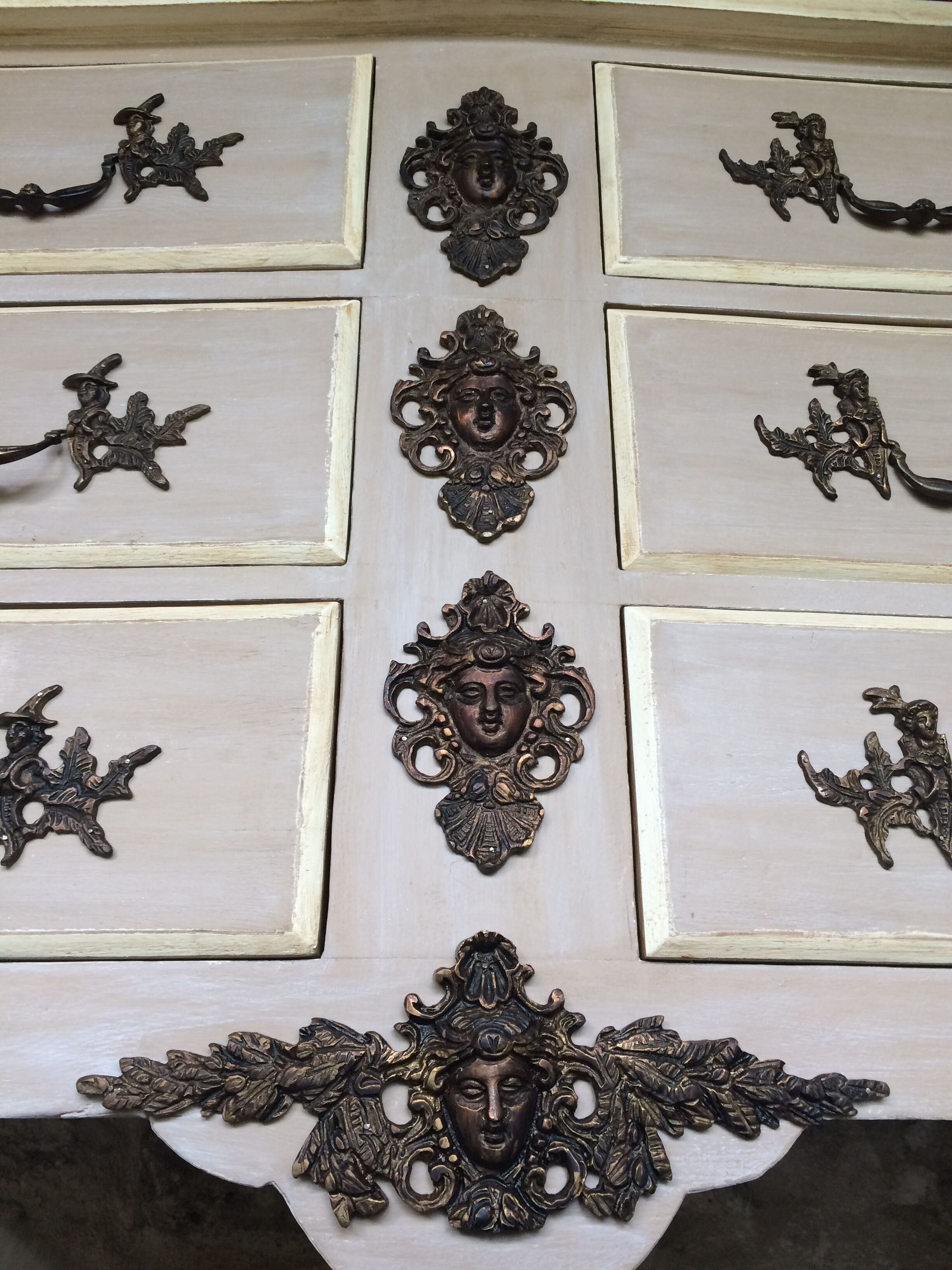 Curved chest of drawers 6 drawers of style xviiith patinated mole