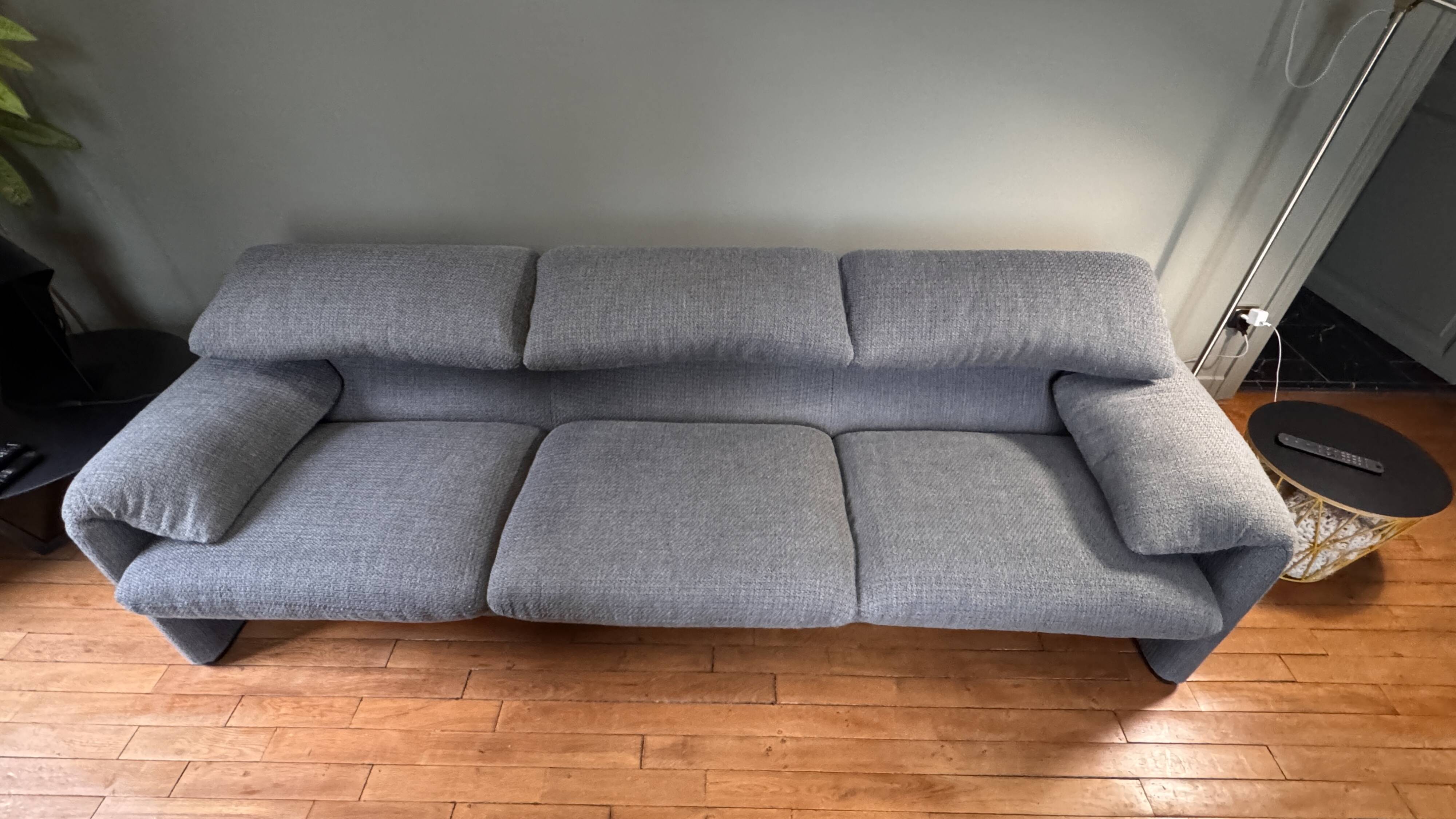 Maralunga 3-seater sofa Cassina (Vico Magistretti) grey wool fabric