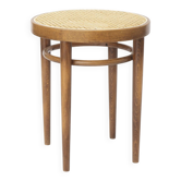 Vintage Bentwood Stool with Vienna Cane Seat, 1950s–1960s, Beechwood Rattan