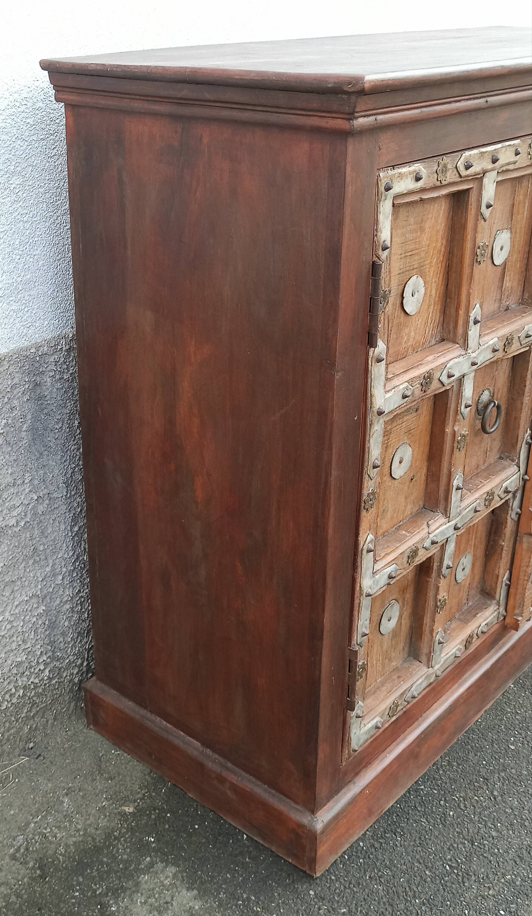 Small old wooden sideboard with two doors