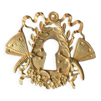 Ornement de serrure en laiton doré Art Deco, décor papillon