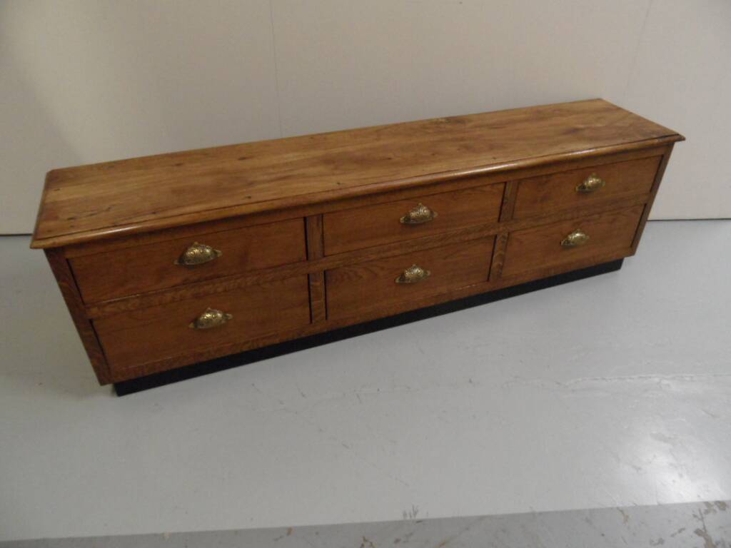 Vintage low TV cabinet from the 1950s with drawers.