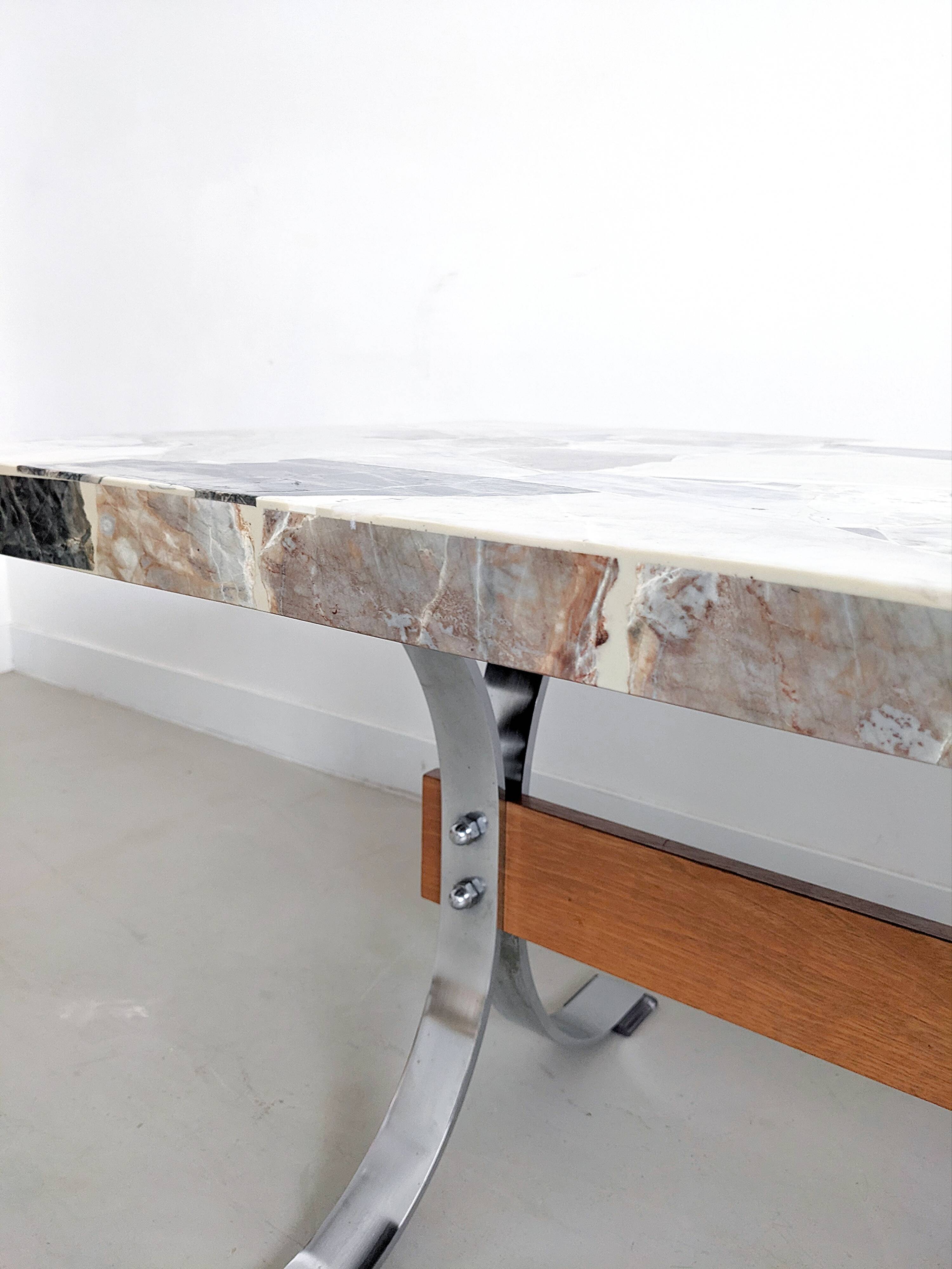 Vintage Marble & Chrome Coffeetable 1970's