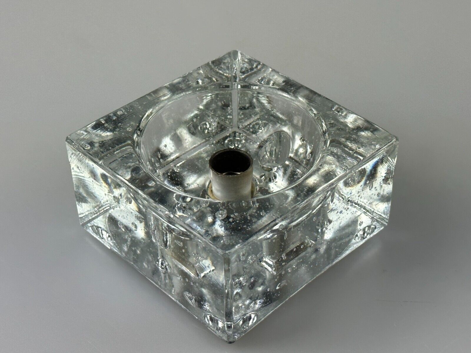 60s 70s Wall Lamp Ice Glass Cube Wall Sconce by Müller & Zimmer Germany