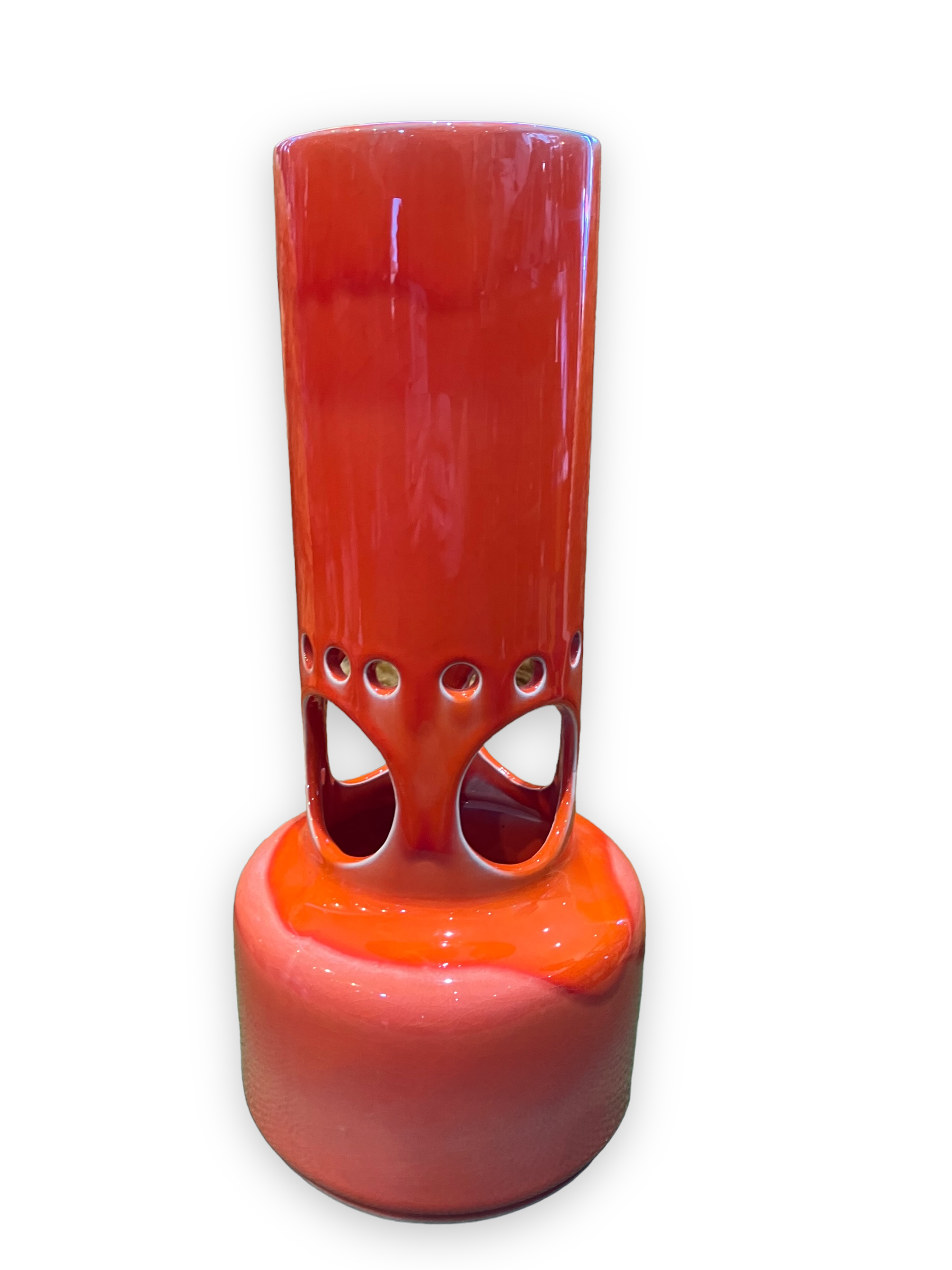 Vase ceramic glazed glazed orange, Pottery Of The Marais