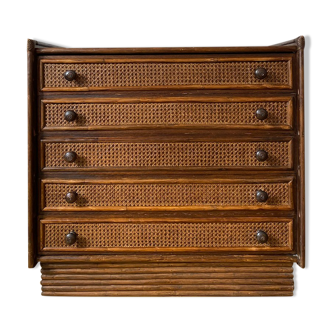 Vintage rattan chest of drawers