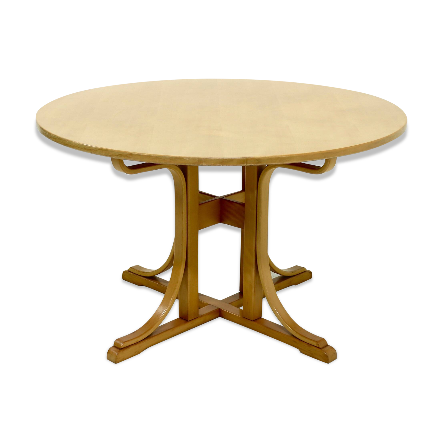 Architectural Bentwood Round Dining Table 1980s