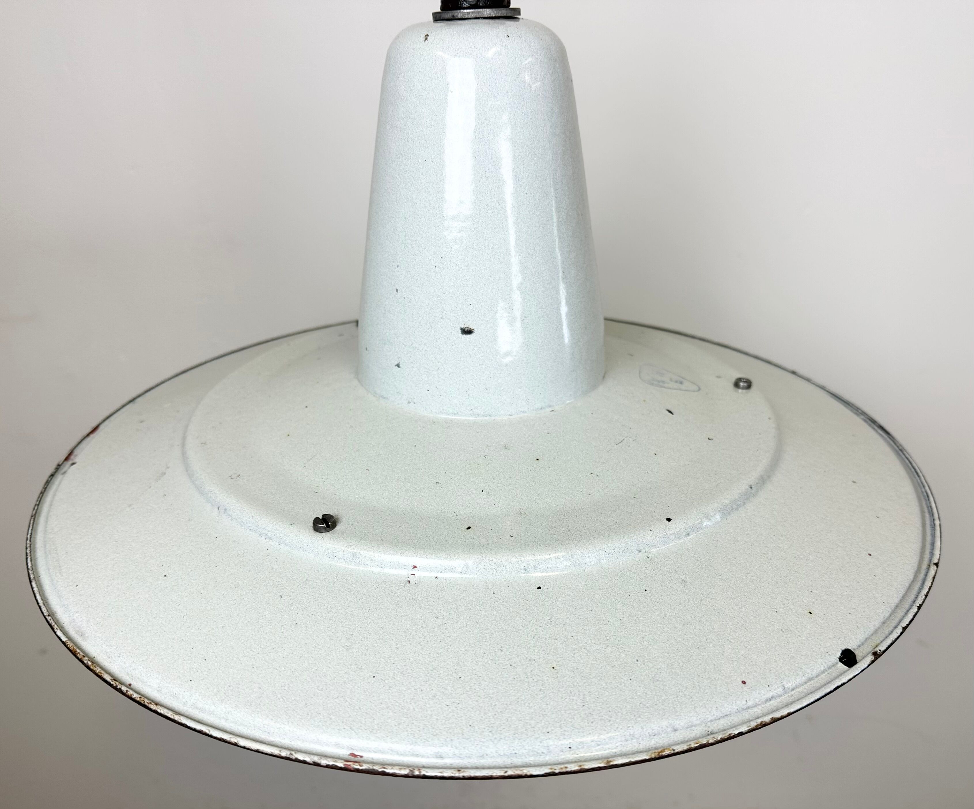 Industrial White Enamel Factory Pendant Lamp, 1960s