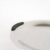 Round stainless steel dish with wooden handles, Design, 1970 - 32 cm