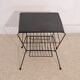 Vintage pedestal table in leather and metal 1960