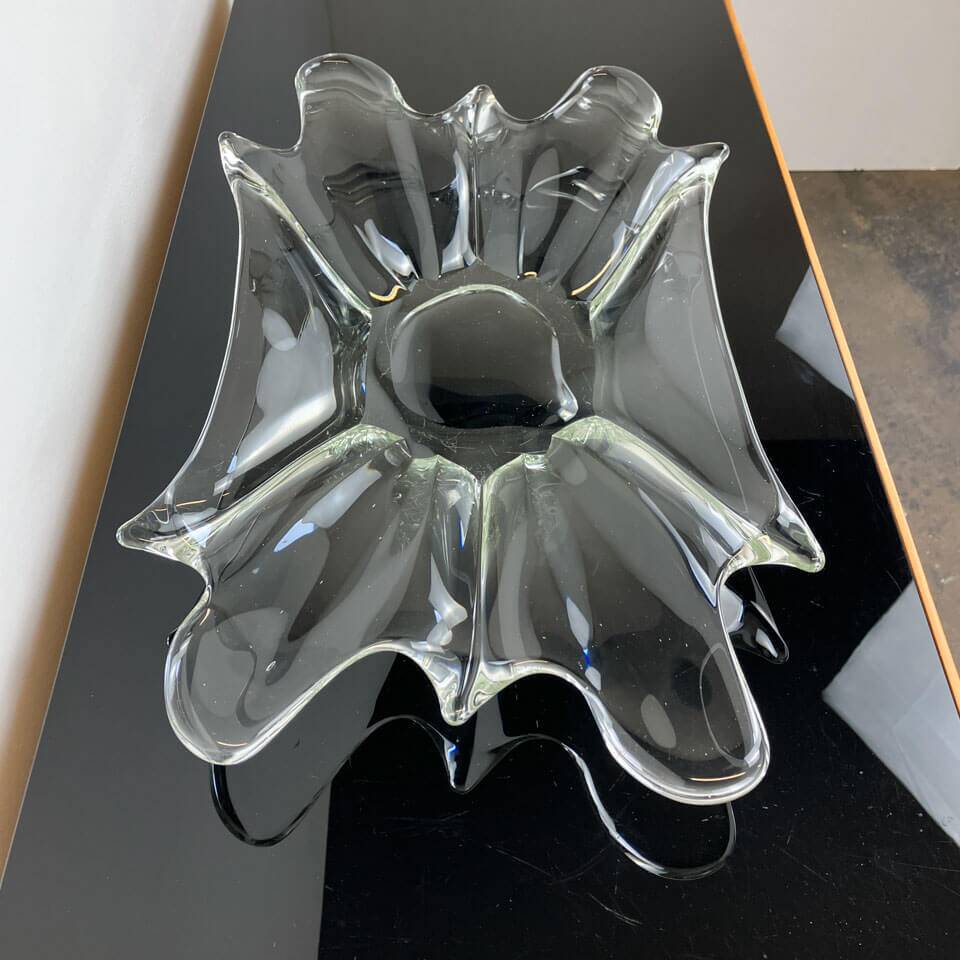 Vintage glass bowl, handmade, 70s